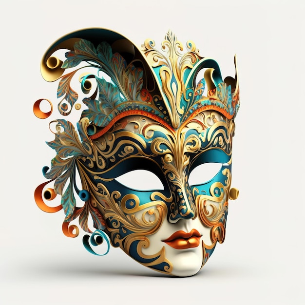 Mas of the carnival, digital art design mask festival concept isolated