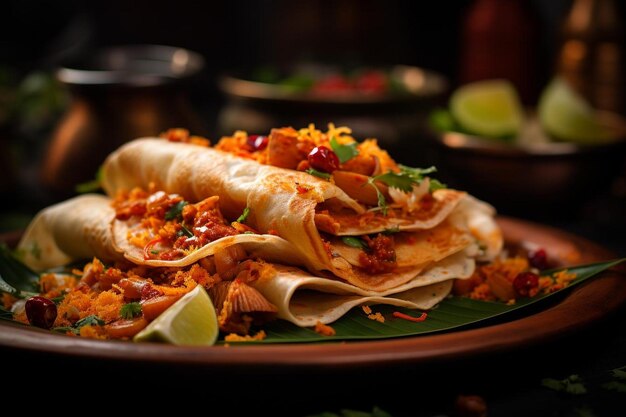 Masala Dosa Closeup Shot Dosa fast food image photography