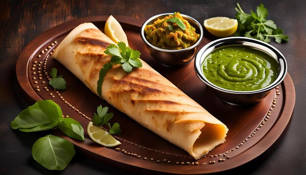 Masala Dosa with Green Chutney