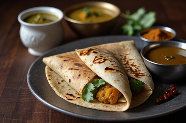 Masala dosa with a side of coconut tamarind chutney