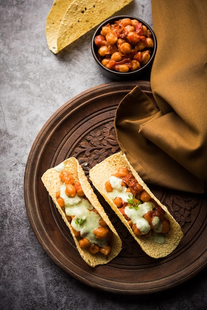 Masala Papad Tacos is an Indian appetizer recipe made in the style of mexican taco