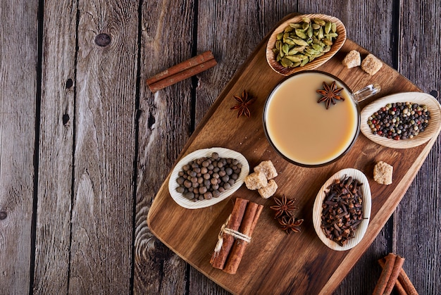 Photo masala tea with spices