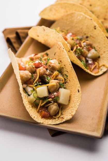 MasalaÃÂ Papad TacosÃÂ is an Indian appetizer recipe made in the style of mexican taco