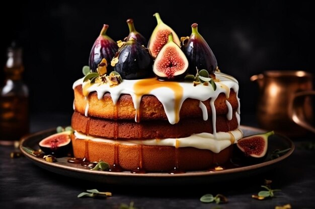 Photo mascarpone fig cake with honey drizzle dessert cake images804jpg