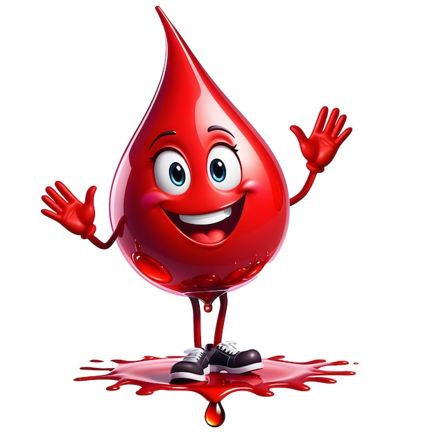 mascot character drop of blood on white background