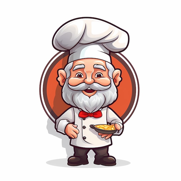 Mascot logo of cute chef white background