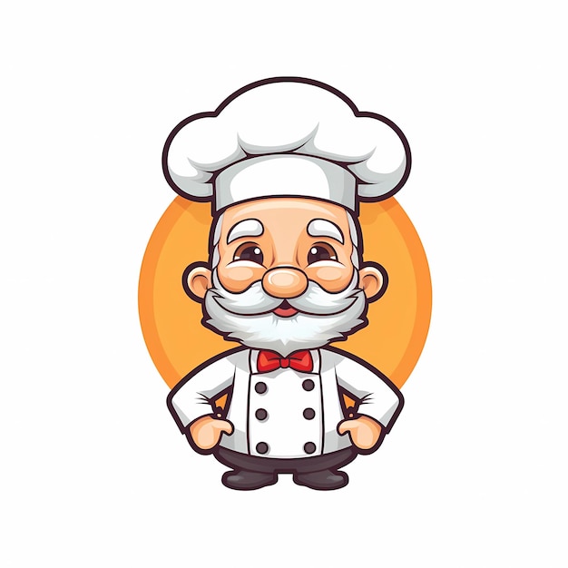 Mascot logo of cute chef white background