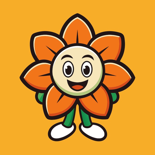 Photo mascot logo for flower american style simple minimal vector illustration cartoon