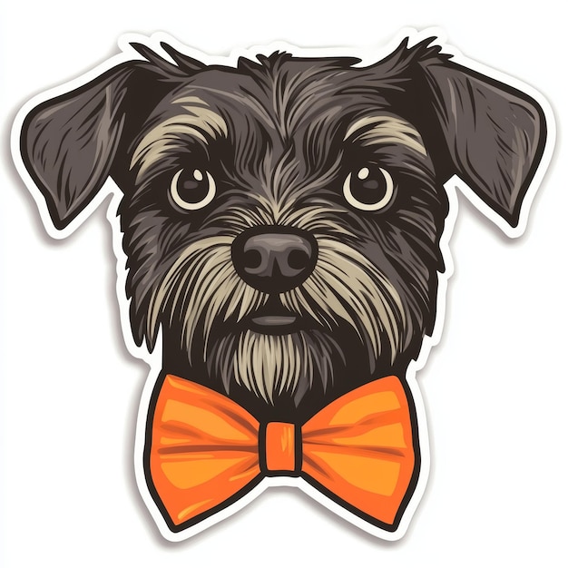 Photo mascot sticker of a jack russell terrier with bow tie