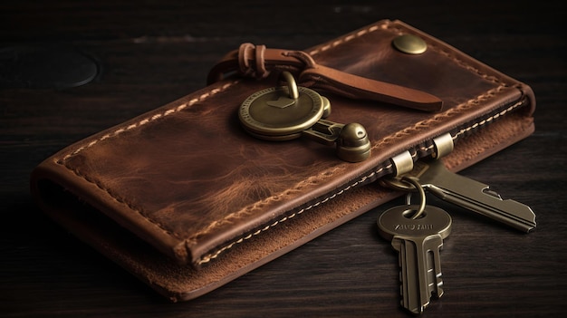 Masculine leather key holder AI generated