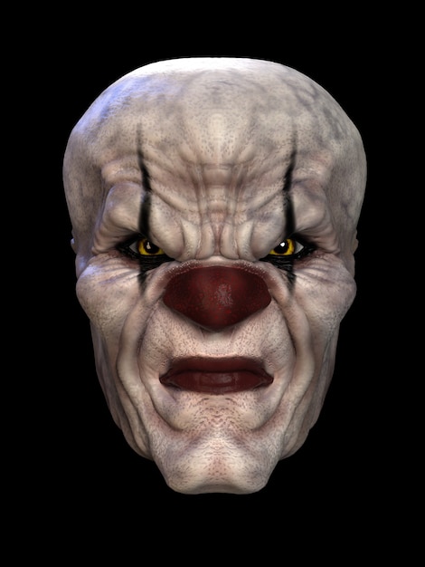 The mask of a bad clown. 3D illustration