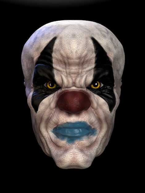 The mask of a bad clown. 3D illustration