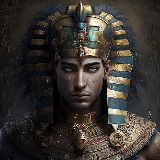 Mask of Egyptian pharaoh mask The ancient Egyptian god of death and the world of the dead the terrible Anubis Ancient mummy with a scepter Tomb of ancient Tutankhamen Generative of AI