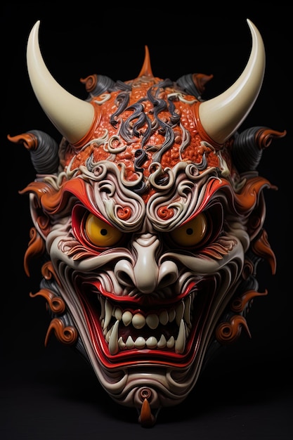 Photo a mask with horns and horns on it