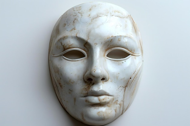 a mask with a white face and a white mask on it