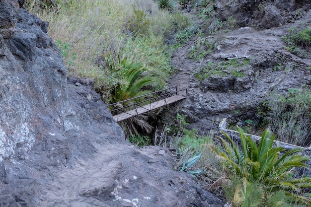 Maska ravine, cliffs, Tenerife. trail in the gorge Maska