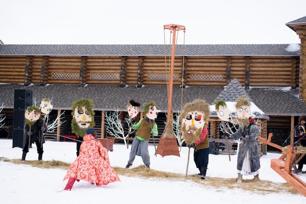 Maslenitsa holiday to burn an effigy is a spring folk festival a play about knights and princesses