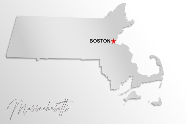 Massachusetts map isolated on white background