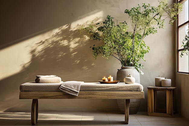 Massage room in an ecofriendly style Relaxation and healthy lifestyle