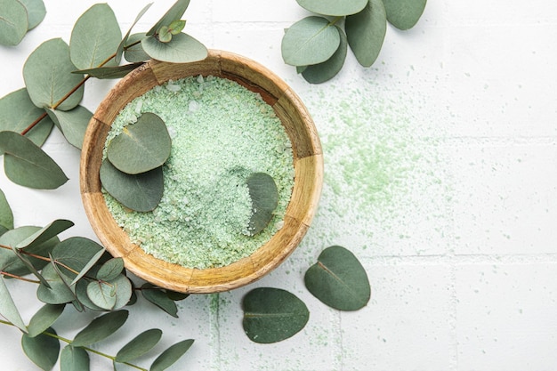 Massage and spa products salt with eucalyptus