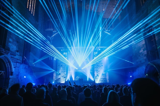 Massive Crowd Enjoys Concert Under Blue Lights