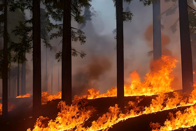 Massive forest fire in dry season