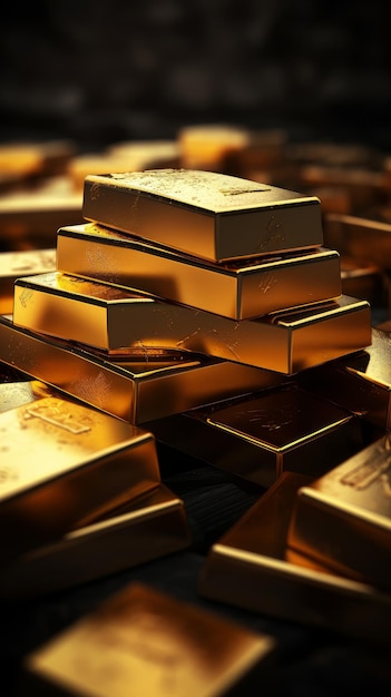 Massive heap of gleaming gold bars Concept of wealth prosperity and luxury Generative AI