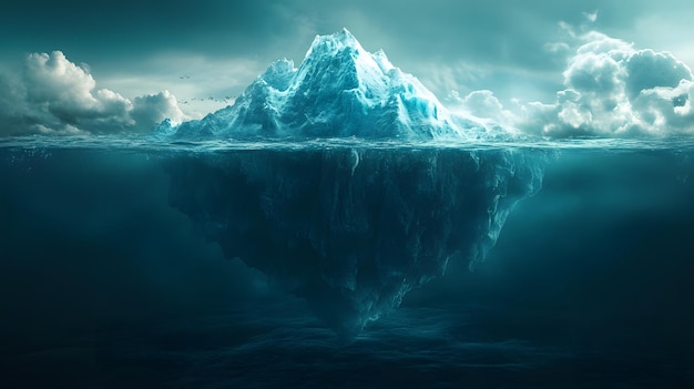 Photo a massive iceberg partially submerged in the ocean