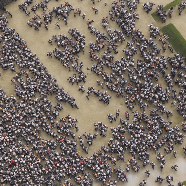 Photo a massive medieval battle outside the