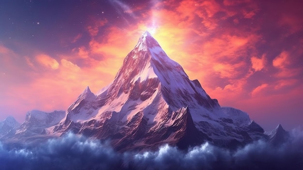 Massive mountain in beautiful cinematic light Amazing landscape during a sunset majestuous