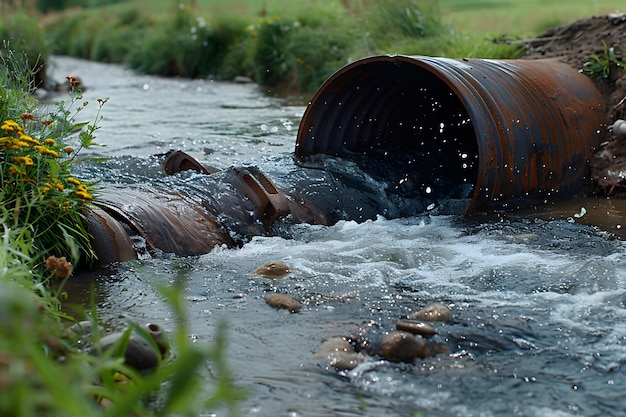 Massive Pipe Crossing River Generative AI