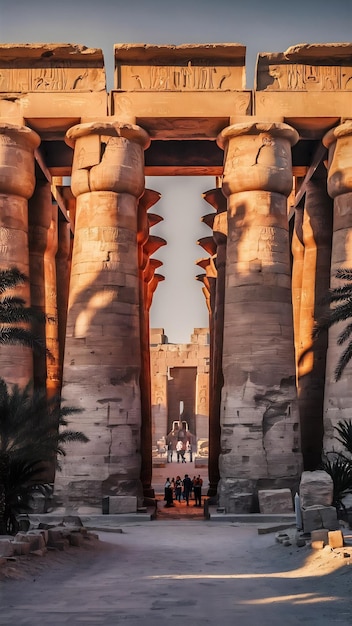 Massive stone columns at Luxor Temple travelling Egypt