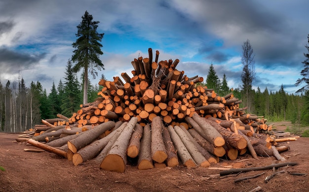 Massive Timber Harvest A Panorama of Fallen Pines and Spruce