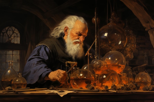 A master of alchemy and potionmaking concocting potent brews Generative AI