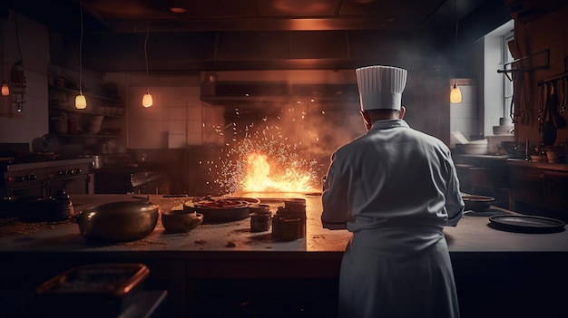 The Master Chef Creating Culinary Magic in the Restaurant Kitchen Generative AI