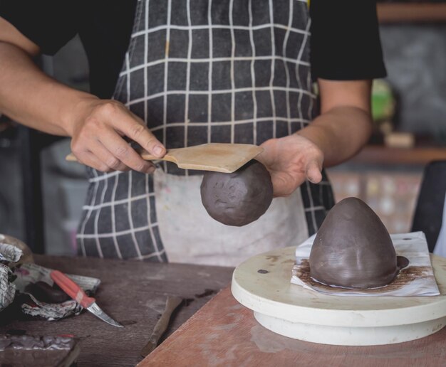 The master class in big workshop on making clay products