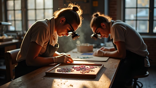 Master Jeweler Crafting Exquisite Pieces in Sunlit Workshop