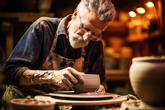 A master potter making a vase