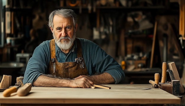 Master Woodworker in Action Inside Traditional Workshop