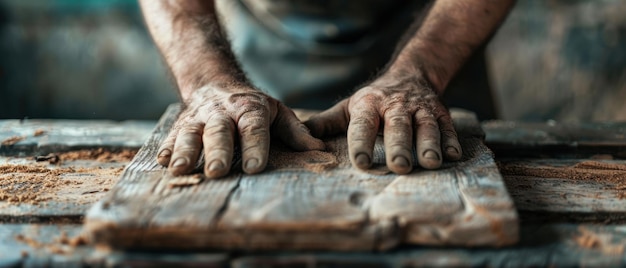 Photo mastering the craft closeup of woodworkers skilled hands showcasing precision and expertise