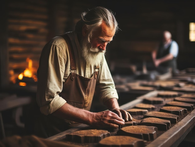 Photo mastering craftsmanship the man at work showcasing skillful handiwork