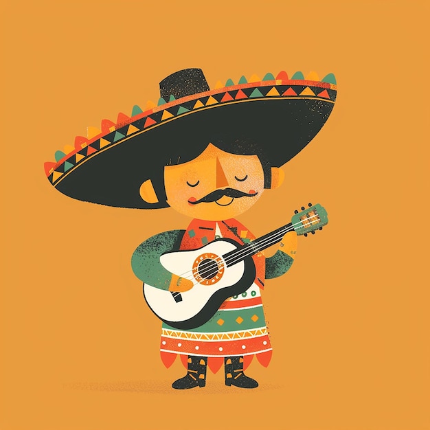 Photo masterpiece best quality mariachis childrens book style flat vector illustration minimalist