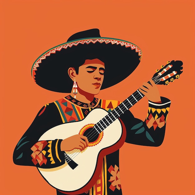 masterpiece best quality mariachis childrens book style flat vector illustration minimalist