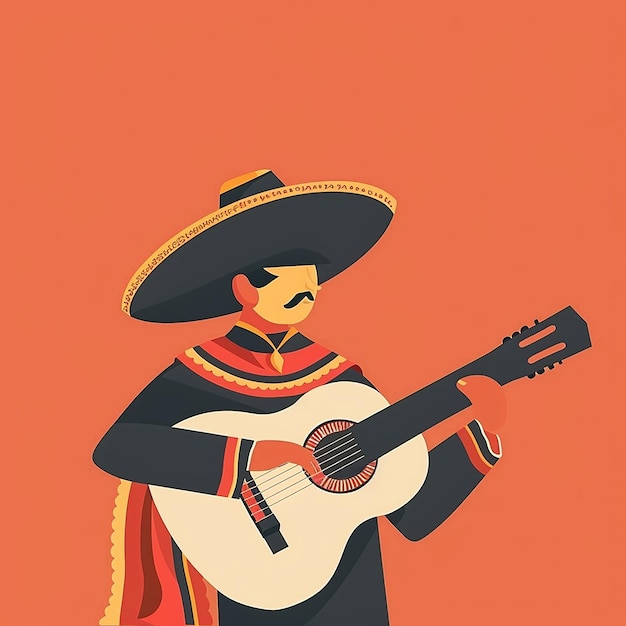 masterpiece best quality mariachis childrens book style flat vector illustration minimalist