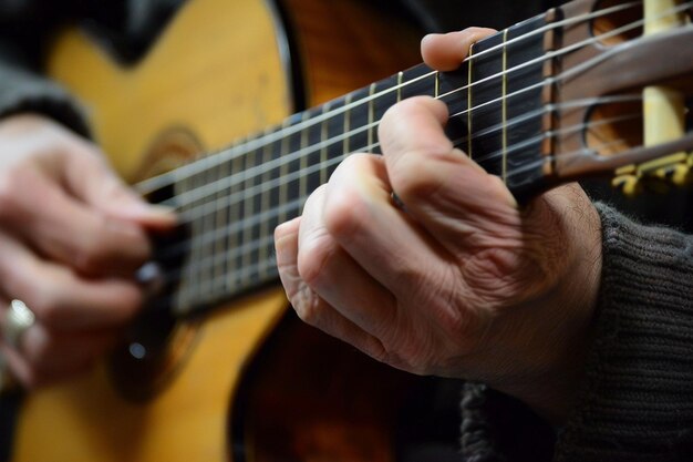 Photo mastery of intricate fingerpicking patterns ar generative ai