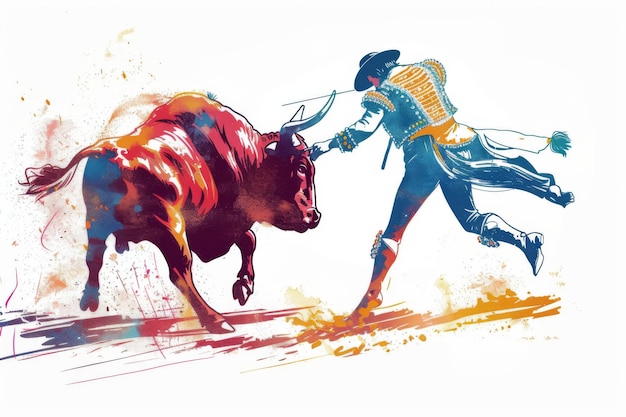 Matador Faces Fierce Bull in Arena