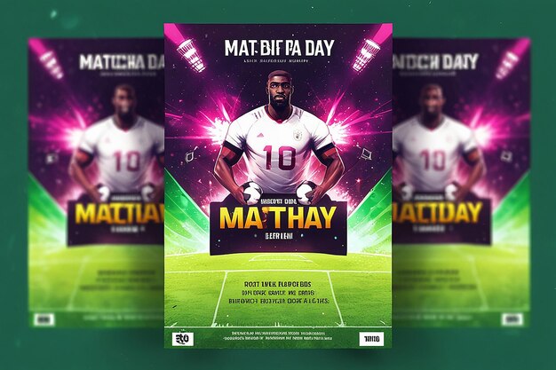 Photo match day football sport event flyer template