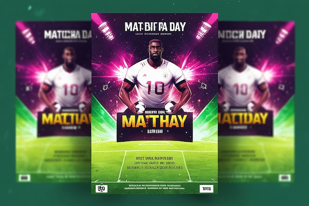 Photo match day football sport event flyer template