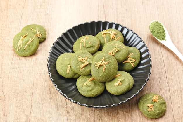 Matcha cookies with grated cheese topping, gluten free