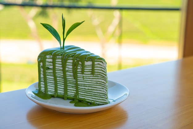 Matcha green tea crepe cake